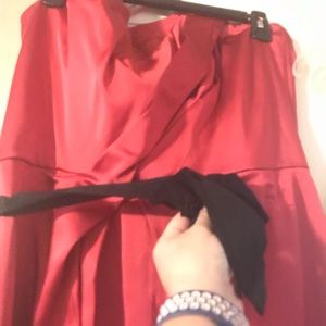 Coral colored strapless dress